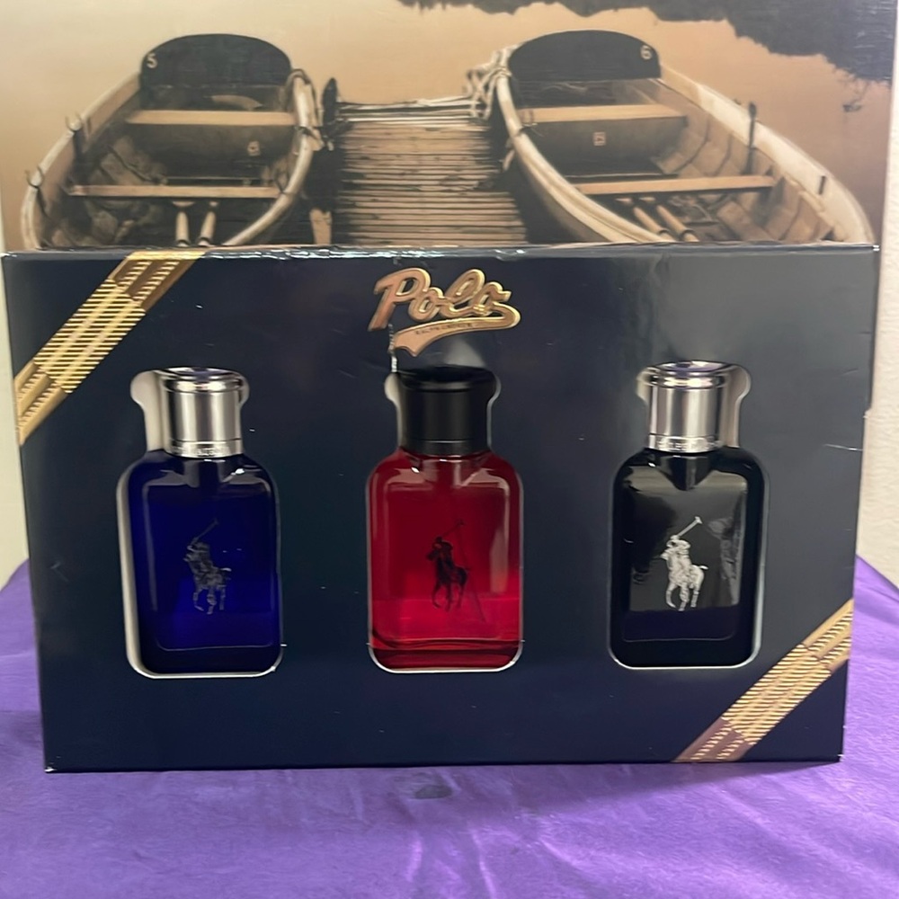 Polo By Ralph Lauren blue, red, and black gift set